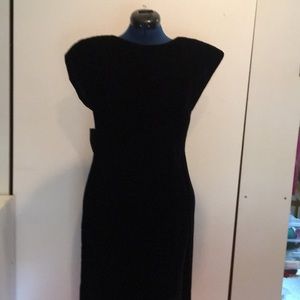 Elegant black velvet low back dress. Size 8